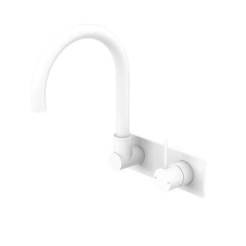 Mecca Wall Basin/Bath Mixer Swivel Spout Handle Up Matte White [293800]