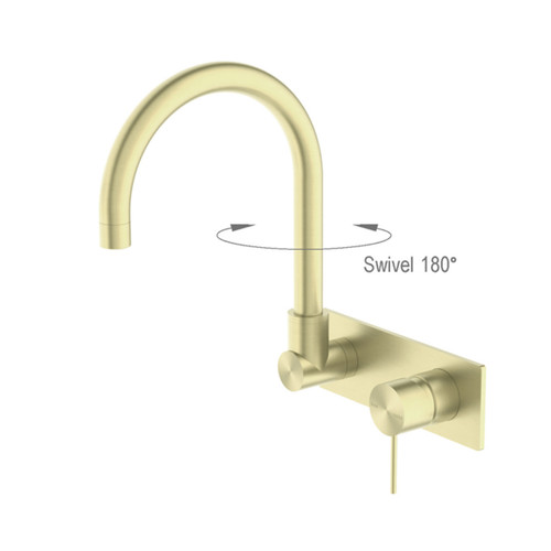 Mecca Wall Basin/Bath Mixer Swivel Spout Brushed Gold [293809]