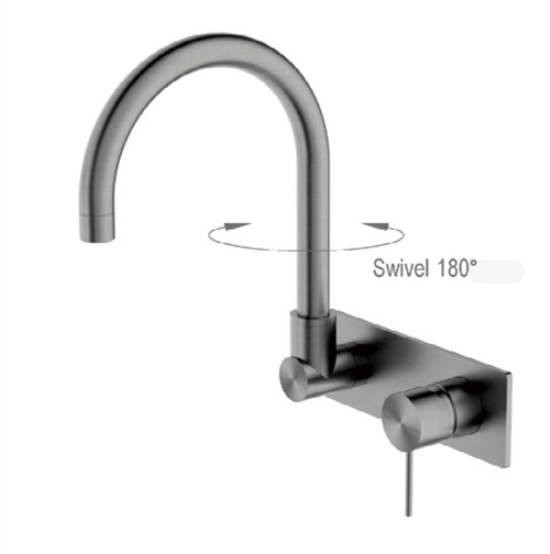 Mecca Wall Basin/Bath Mixer Swivel Spout Gunmetal [293788]