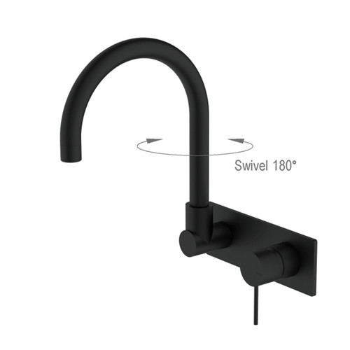 Mecca Wall Basin/Bath Mixer Swivel Spout Matte Black [293803]