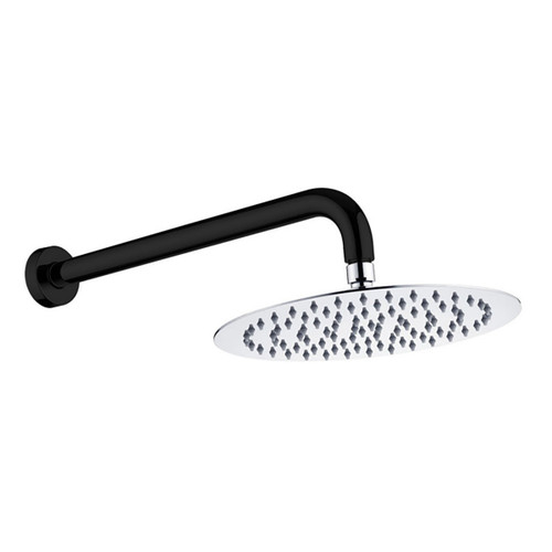 Kaya Wall Shower Set 3Star 9lpm 250mm Electroplated Matte Black with Polished Chrome Head [201900]