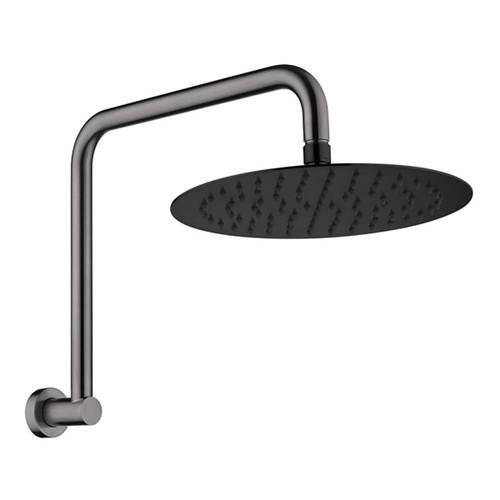 Kaya Gooseneck Shower Arm Set 3Star 9lpm PVD Gun Metal with Electroplated Matte Black Head [201922]