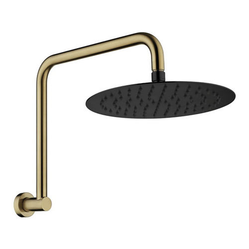 Kaya Gooseneck Shower Arm Set 3Star 9lpm PVD Urban Brass with Electroplated Matte Black Head [201929]