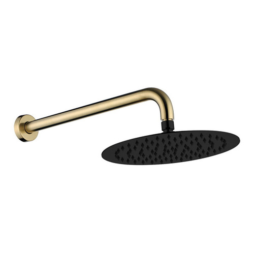 Kaya Wall Shower Set 3Star 9lpm 250mm PVD Urban Brass with Electroplated Matte Black Head [201930]