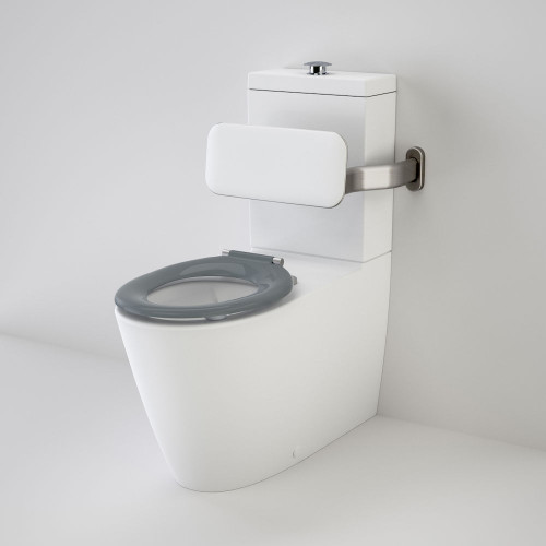 Care 800 Cleanflush® Wall Faced Close Coupled Easy Height Suite w/Backrest & Pedigree II Care Single Flap Seat Anthracite Grey NTH [137928]