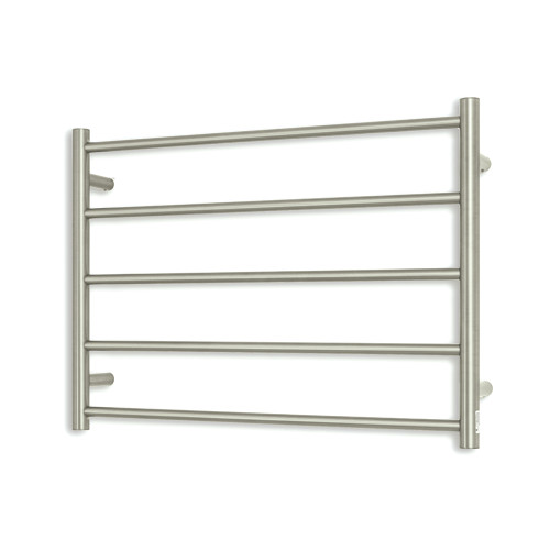 Round Heated Towel Rail 750 x 550mm Brushed Nickel Left [295157]