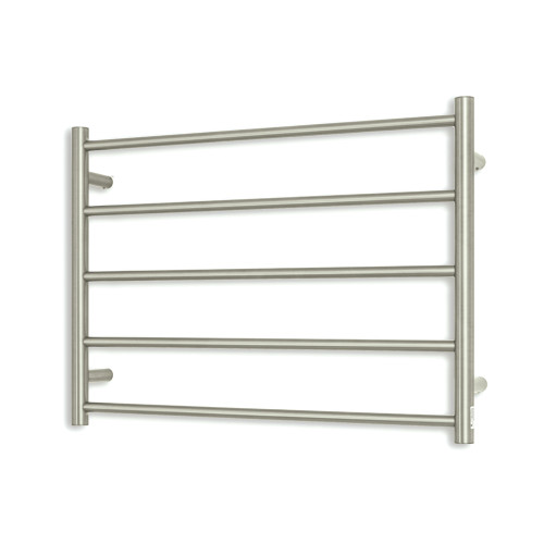 Round Heated Towel Rail 750 x 550mm Brushed Nickel Right [295153]