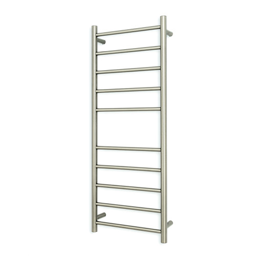 Round Heated Towel Rail 430 x 1100mm Brushed Nickel Left [295135]