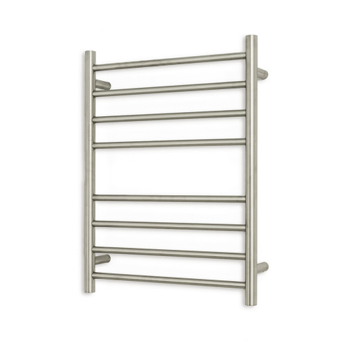Round Heated Towel Rail 530 x 700mm Brushed Nickel Left [295164]