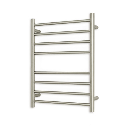 Round Heated Towel Rail 530 x 700mm Brushed Nickel Right [295166]