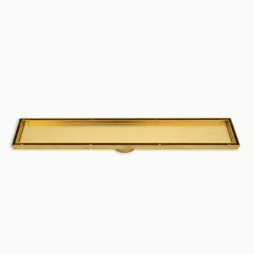 Linear Tile Insert Shower Grate 600mm Length + 74mm Outlet Brushed Gold [295555]