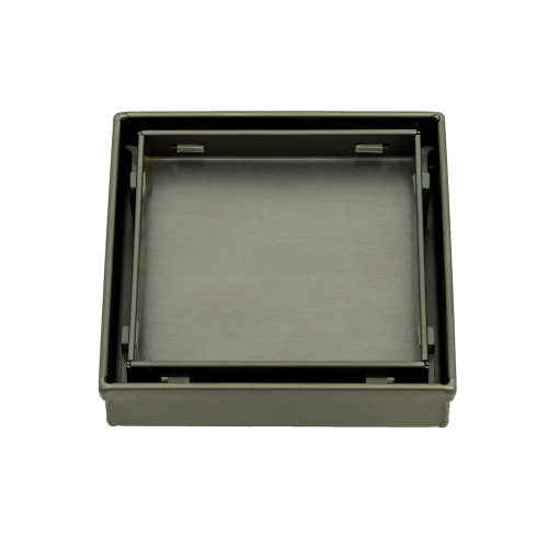 Square Tile Insert Shower Grate 100mm + 74mm Outlet Gunmetal [295540]