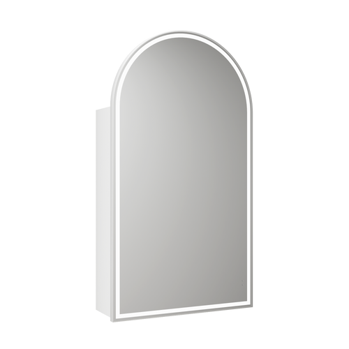 Canterbury Arch LED Shaving Cabinet 500*900*150mm Matte White with Brushed Nickel Frame [295626]