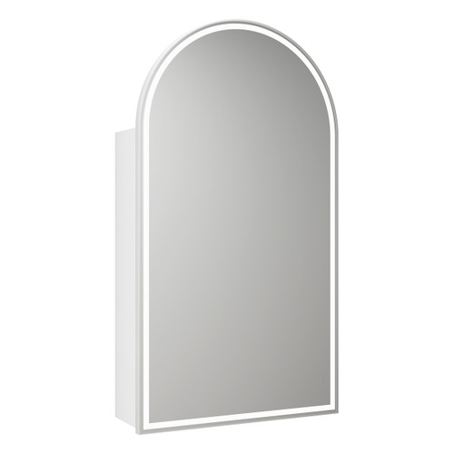 Canterbury Arch LED Shaving Cabinet 500*900*150mm Matte White with Brushed Nickel Frame [295626]