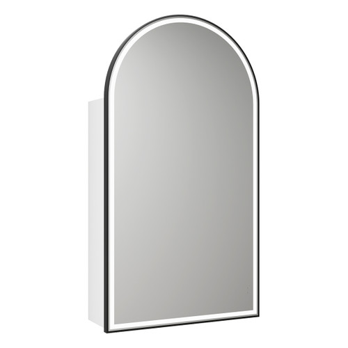 Canterbury Arch LED Shaving Cabinet 500*900*150mm Matte White with Matte Black Frame [295615]