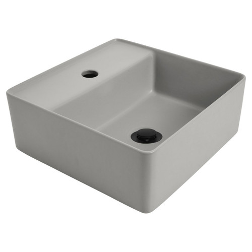 Venezia Square Countertop Basin 350 x 350 Ash with Black Pop-Up 1 Tap Hole [290569]