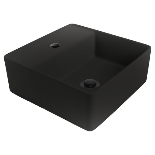Venezia Square Countertop Basin 350 x 350 Graphite with Black Pop-Up 1 Tap Hole [290570]