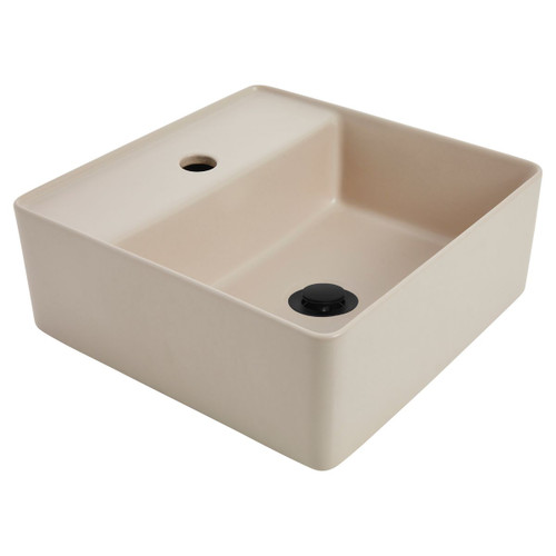 Venezia Square Countertop Basin 350 x 350 Sand with Black Pop-Up 1 Tap Hole [290572]