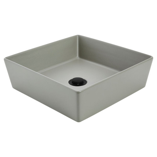 Venezia Square Countertop Basin 380 x 380 Ash with Black Pop-Up Waste 0 Tap Holes [290575]