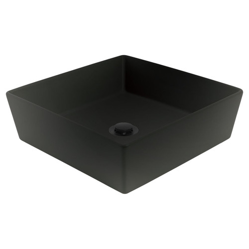 Venezia Square Countertop Basin 380x380 Graphite with Black Pop-Up 3 Tap Holes [290576]