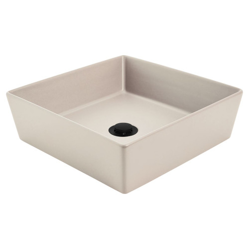 Venezia Square Countertop Basin 380x380 Sand with Black Pop-Up 3 Tap Holes [290577]