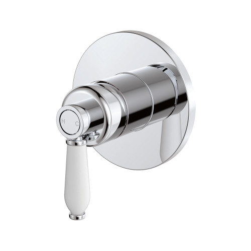 Eleanor Wall Bath/Shower Mixer with White Handle Chrome/Ceramic [156864]