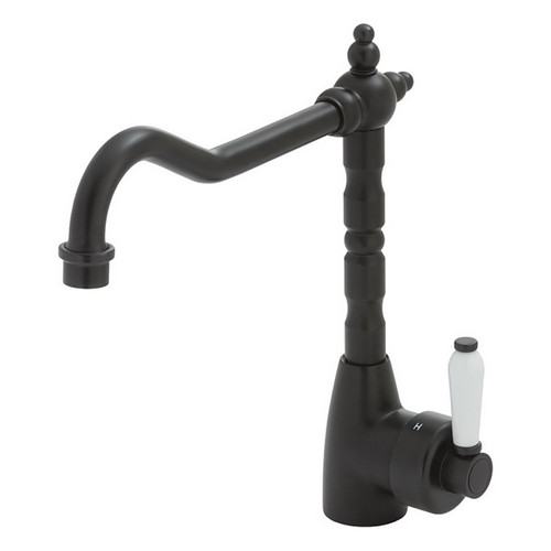 Eleanor Shepherds Crook Sink Mixer with Handle Matte Black/Ceramic 5Star [156968]