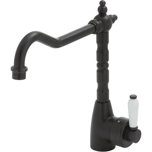 Eleanor Shepherds Crook Sink Mixer with Handle Matte Black/Ceramic 5Star [156968]