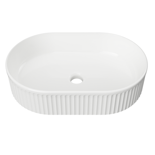 Oval Flute Basin 490mm White Gloss [294708]