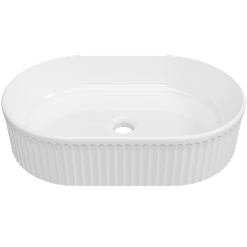 Oval Flute Basin 490mm White Gloss [294708]