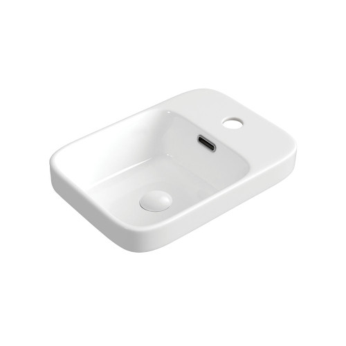 Petra Mini Semi Inset Basin 1 Tap Hole Gloss White [270038]