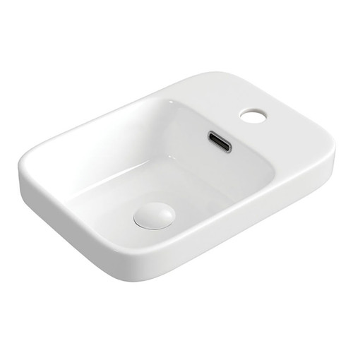 Petra Mini Semi Inset Basin 1 Tap Hole Gloss White [270038]