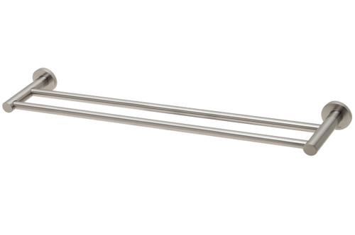 Radii Towel Rail Double 600mm Round Plate Brushed Nickel [151460]
