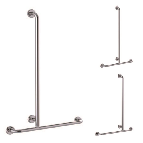 Care Shower Rail Inverted T Adjustable 1100 x 700mm Brushed Stainless Steel [291513]