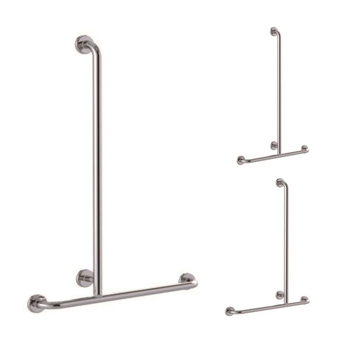 Care Shower Rail Inverted T Adjustable 1100 x 700mm Brushed Stainless Steel [291513]