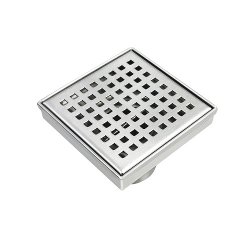 Square Patterened Shower Floor Waste 100mm x 100mm with 90mm Centre Outlet Brushed Satin [296866]