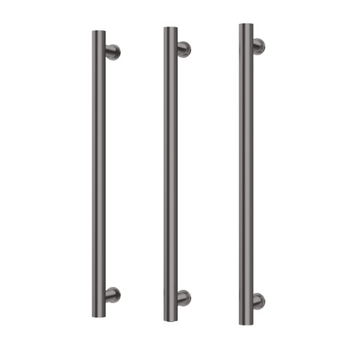 Heated Triple Towel Rail Round 600mm Brushed Carbon [296734]