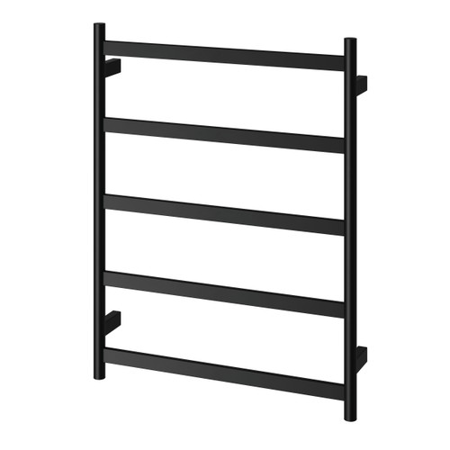 Five Flat Bar Heated Towel Ladder 550mm x 740mm Matte Black [296762]