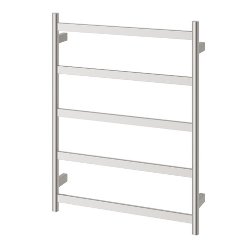 Five Flat Bar Heated Towel Ladder 550mm x 740mm Brushed Nickel [296723]