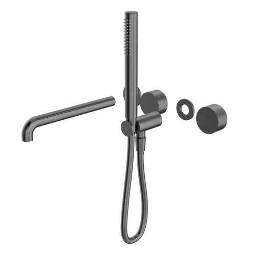 Kara Progressive Shower System Separate Plate With Spout 250mm Trim Kits Only Gun Metal [297305]