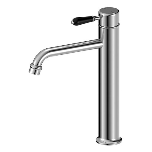 York Straight Tall Basin Mixer with Black Porcelain Lever Chrome [297195]