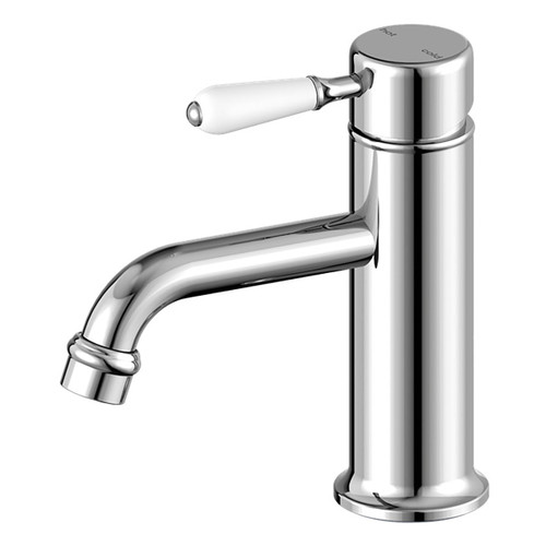York Straight Basin Mixer with White Porcelain Lever Chrome [297167]