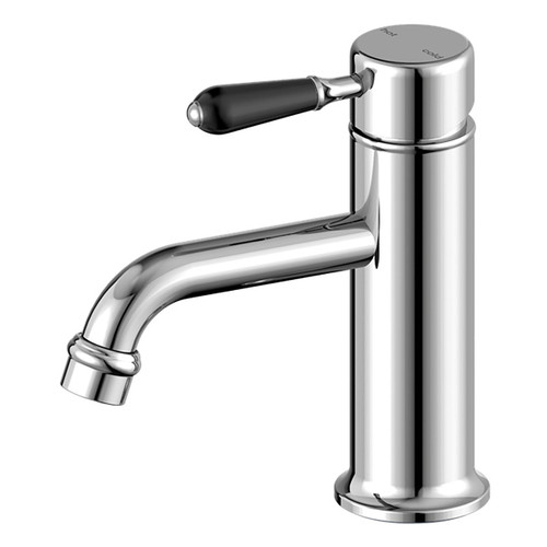 York Straight Basin Mixer with Black Porcelain Lever Chrome [297172]