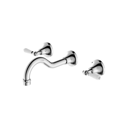 York Wall Basin Set with White Porcelain Lever Chrome [297318]