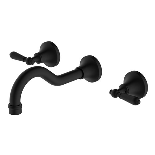 York Wall Basin Set with Metal Lever Matte Black [297326]