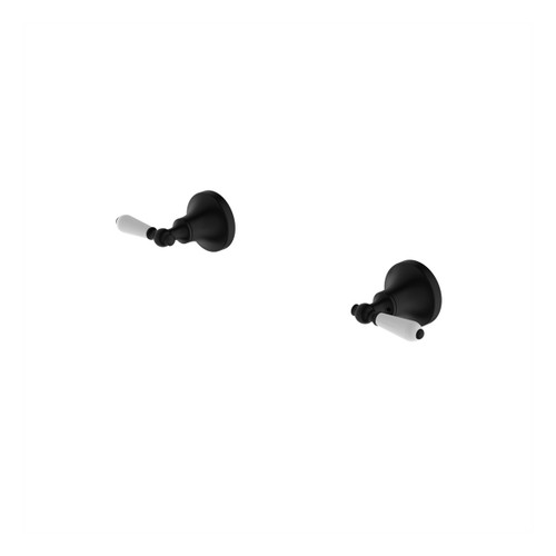 York Wall Top Assemblies with White Porcelain Lever Matte Black [297265]