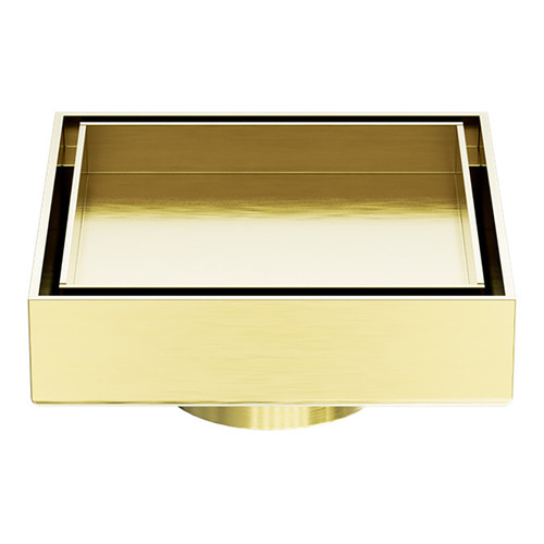 100mm Square Tile Insert Floor Waste 50mm Outlet Brushed Gold [297094]