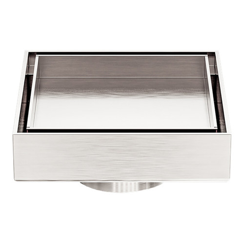 100mm Square Tile Insert Floor Waste 50mm Outlet Brushed Nickel [297097]