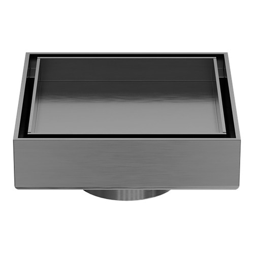 100mm Square Tile Insert Floor Waste 50mm Outlet Gun Metal [297100]