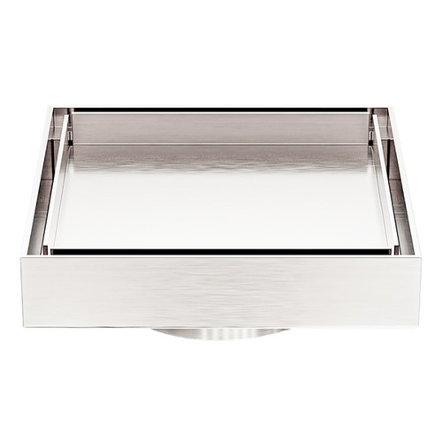 130mm Square Tile Insert Floor Waste 80mm Outlet Brushed Nickel [297110]